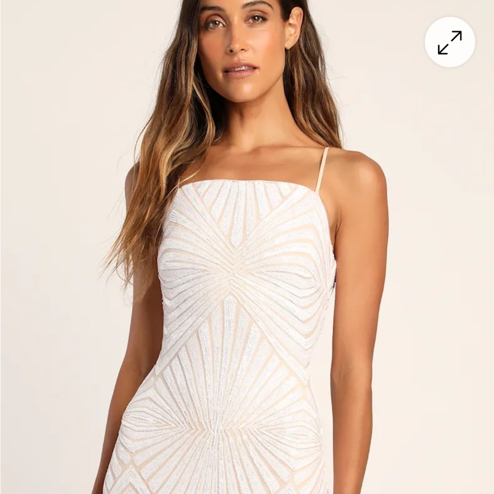 Lulu's Lost In Your Eyes White Sequin Bodycon Mini Dress -NWT - Picture 9 of 9